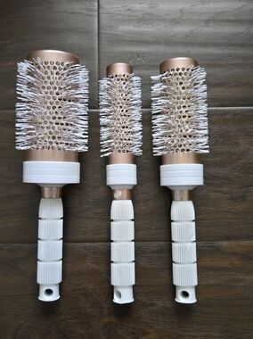 3x T3 Round Brush Bundle Hair Brush Styling Tool Trio White Rose Gold